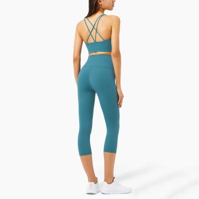 China Breathable Sporty Jump Suits Gym Outfits Women Running Workout Active Yoga 2 Piece Sets for sale