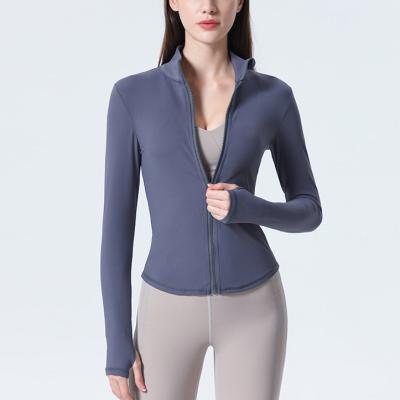 China Breathable Soft Nake Feeling Zipper Yoga Sheath Long Increase Running Sports Sweatshirts Gym Shirts Fitness Jacket for sale