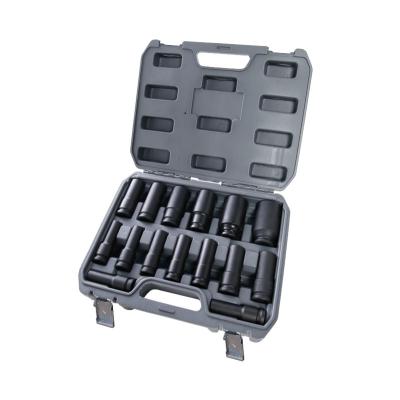 China Repair shop  TOMAC 15pcs 1/2inch Dr Impact Deep Socket Set Tool Set With Box for sale