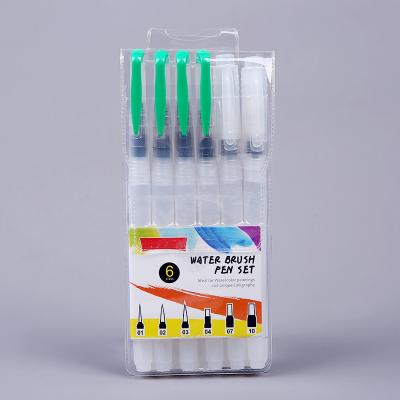 China Amazon Eco-Friendly Hot Selling 6 PCS Per Set Water Coloring Painting Brush Empty Pens, Custom Logo for sale