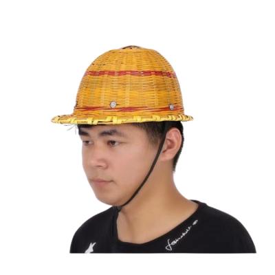 China Breathable Bamboo Woven Construction Worker Helmet Sunscreen Manual Weave Ventilation Shading Hard Hat for sale