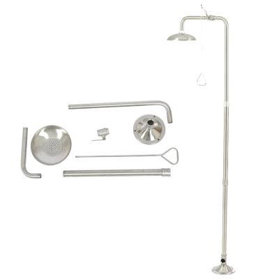 China 304 Stainless Steel Emergency Eyewash Station Chemical Petroleum Industry Floor Standing Safety Shower Te koop