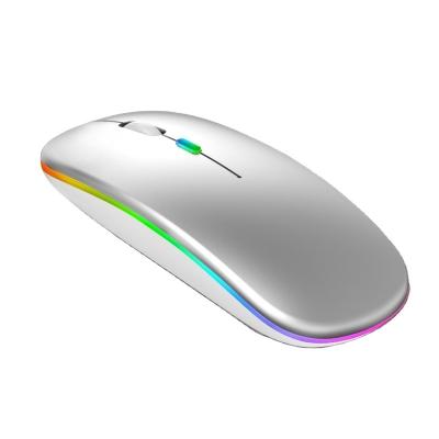 China Newest Ultrathin Rechargeable Mini Wireless Mouse Silent Mute LED Lights Colorful Gaming Computer Mouse for sale