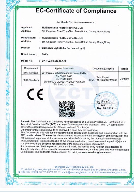 CE - Huizhou Deke Photoelectric Co., Ltd.