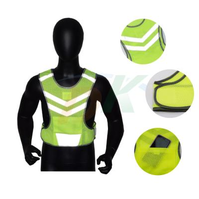 China Green LED Light Outdoor Sports Visibility SNAP Climbing Safety Fabric Reflective Vest for sale