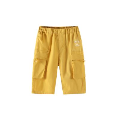 China Yellow tooling anti-pilling children's wear summer casual pants can be customized to support custom LOGO fashion pants. for sale