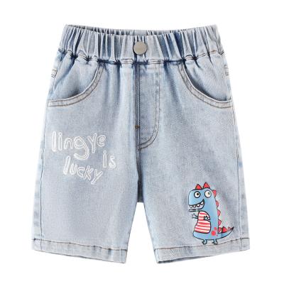 China Children Wear Cartoon Print Baby Summer Breathable Soft Washed Jeans Support LOGO Sample Processing Custom Boy Cropped Shorts for sale