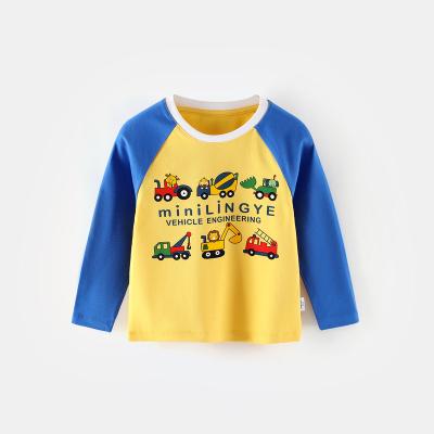 China Anti-pilling Wholesale Cotton Long Sleeve Babies Boy Kids Medium Size Long Sleeve T-Shirt for sale