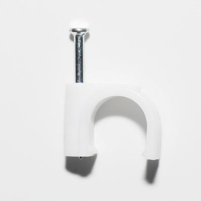 China Fine Quality Plastic Plastic Around 10mm Wall Cord Organizer Wire Cable Holder Clip With Nail for sale