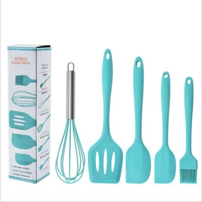 China Sustainable 5pcs Silicone Cooking Set Hygienic Cooking Tools Utensils Sweep Home And Kitchen Accessories Bake Silicone Cookware Sets for sale