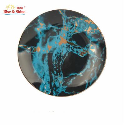 China Wholesale Ceramic Marbling White Dinner Dishes Viable Decal Platos For Salad Dinner Dishes Plates Dish Home Resturant Hotel for sale