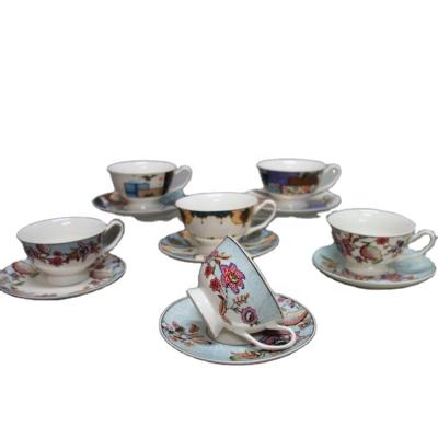 China New bone china coffee cup saucer ceramic home tea cup saucer sustainable European luxury porcelain tea set sets afternoon tea sets for sale