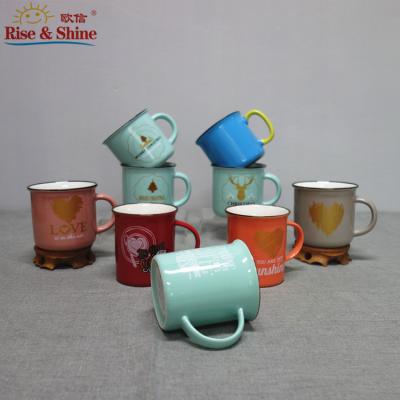 China Copa de glaseado Various Colors Disposable Colorful Colors Glazed Cup Mugs With Rim Popular Drinks Coffee Cup for sale