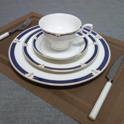 China Sustainable Hot Sale Dinnerware Sets Fine Bone China Dinnerware Set Ceramic Fine Dinnerware Set With Gold Decal Porcelain for sale