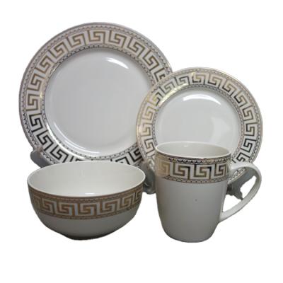 China Viable New Hot Sale Fine Bone China Dinner Set Dinnerware Set With Gold Decal Ceramic Dinner Set Porcelain Dinnerware Set for sale