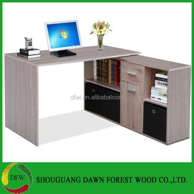 China Large PC Desk Corner Computer Desk With Storage Cabinet / Drawer Oak Finish for sale