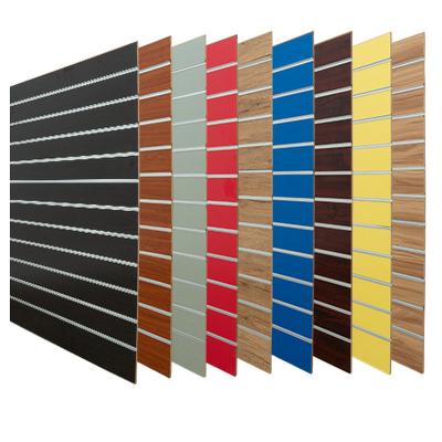 China 18mm Slotted MDF Moisture Proof Board / Slat Wall Panel Slot Panel for sale