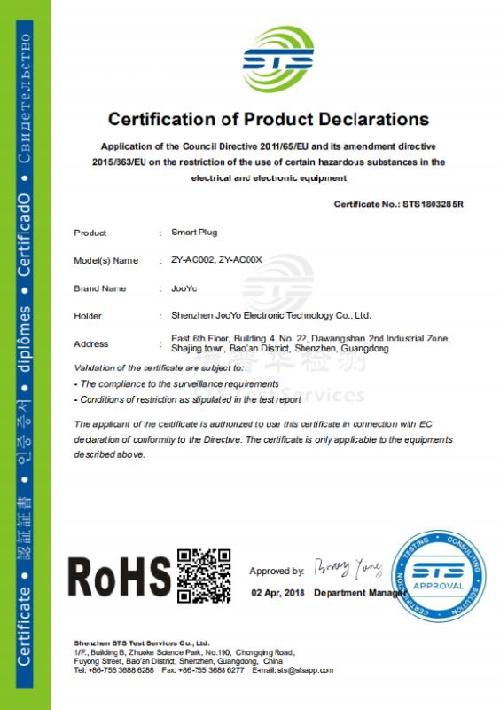 RoHS - Shenzhen Jooyo Technology Co., Ltd