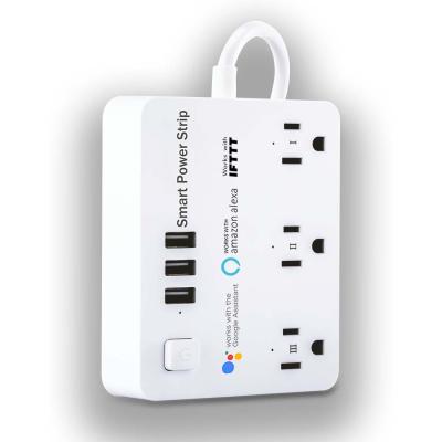 China Residential / Multipurpose Smart WiFi Power Strip With USB 3Outlet 3USB Port AC 110v 220v Power Strip With USB Charger Ports Amazon Alexa Power Strip for sale