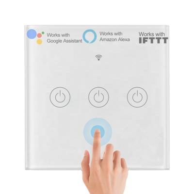 China 110v-240v Smart Phone Wall Touch Screen Switch 3 Gang Home Automation Wall Touch Remote Switch Jooyo-WS-03 for sale