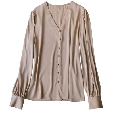 China Anti-pilling blouse long sleeve silk top women's silk blouse high quality silk for women for sale