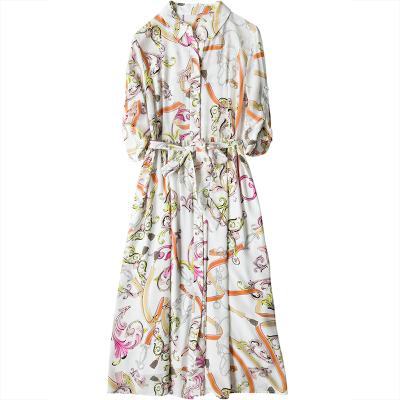 China Pure silk dress 100% silk dress anti-static floral silk maxi fashion dress for lady for sale