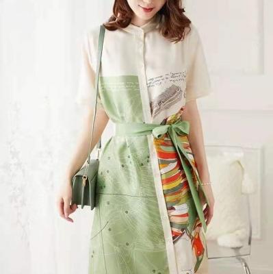 China Anti-static printed elegant silk twill shirts for women silk ladies dresses dress for sale