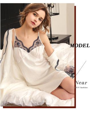 China QUICK DRY Silk Night Dressing Gown Sleep Slip Silk Robe for sale