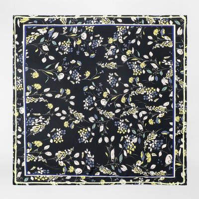 China Custom Handmade Silk Scarf 90x90 Square Twill Silk Scarf for sale