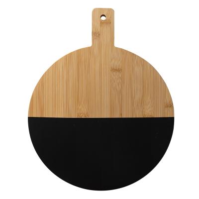 China Viable Kitchen Breakfast Chopper Bamboo Wooden Bread Board With Large Handle Cutting Boards for sale