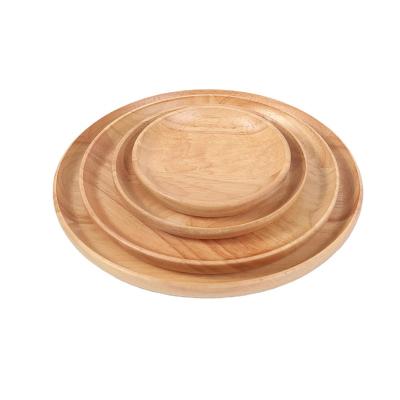 China Sustainable Hot Sale Eco-Friendly Round Gourmet Rubber Wood Charger Plates Decorative Appetizer Serving Trays Set Of 4 For Dinner for sale