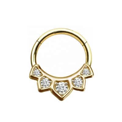 China FASHIONABLE Toposh Gold Plated Segment Rings Threadless Cartilage Hoops Piercing Jewelry for sale