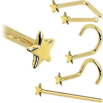 China CLASSIC 14K Gold Star Nose Ring Pin Nose Piercing Body Jewelry for sale