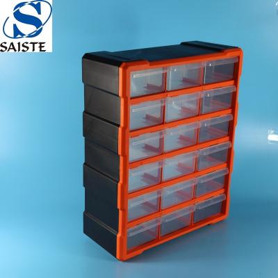 China Stocked Factory Price 18 Drawers Repair Use Plastic Part Organizer Spare Parts Tool Box for sale