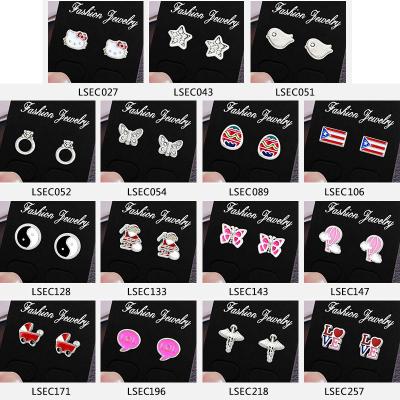 China Wholesale 1pair Cute Mini Mix Style Earring Stud Earring Jewelry For Women LSEC027-296 for sale