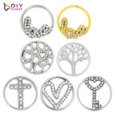 China Wholesale Environmentally Friendly Mixed Styles 22mm Hollow Alloy Round Charm Window Float Plates For 30mm Float Pendant LSFP03 for sale