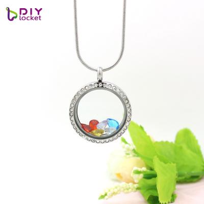 China Wholesale 30mm Opening Stainless Steel Charm Pendant CLASSIC Magnetic Floating Necklace For Birthstone DIY Personalized Pendant Jewelry for sale