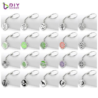 China You can wear and enjoy your essential oil anywhere wholesale Stainless Steel Crystal Essential Oil Keychain Diffuser with rhinestones, personalized custom 30mm diffuser pendant for sale