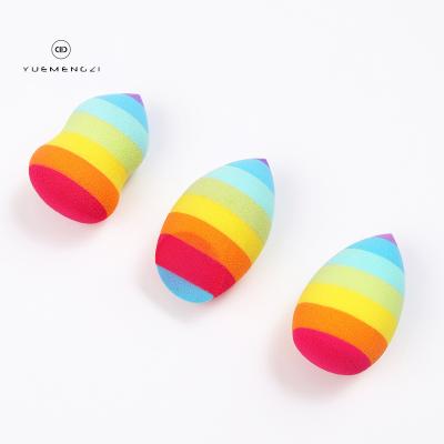 China Mini Eco-friendly Soft Sponge Water Droplet Makeup Cone Sphere Rainbow Base Rainbow Color Base Amber Puff Sprinkle Smooth Beauty Makeup Tool for sale