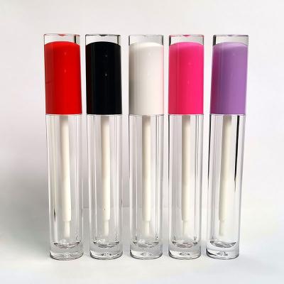 China Durable Luxury Black White Pink Red Pink Cylinder Top Lip Gloss Empty Tube Purple 5ml Customize Instock Plastic Tube for sale