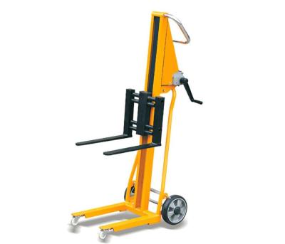 China Building Material Stores Mini Hand Winch Fork Lift Capacity 120KG Stacker for sale