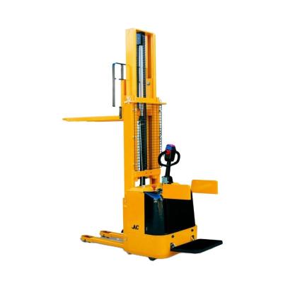 China Construction Material Stores Electric Full Forklift Pallet Stacker With Armrest And Platform for sale