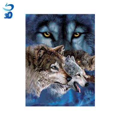 China Wholesale Deep 3d 5d Effect Animal Wolf 3d Lenticular Picture 3d Lenticular Wall Art Picture for sale