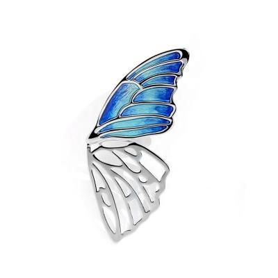 China Best-selling insect copper brooch QIANZUYIN female coat accessories copper red and blue enamel butterfly brooch for sale