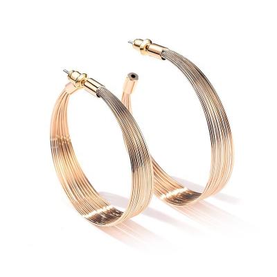 China Wholesale 18K Gold Plated Circle Earrings Women Geometric Jewelry Trendy Hot Selling Big Circle Earrings for sale