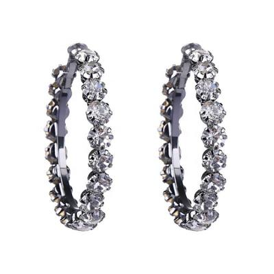 China FASHIONABLE QIANZUYIN Trending Fashion 18K Gold Plated Big Circle Geometric Zircon Earrings for sale