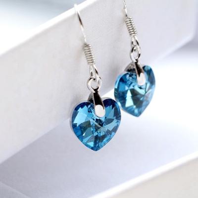 China TRENDY Fashion Simple Color Austrian Crystal Special Heart Shape Pendant Multiple Drop Earrings For Women for sale