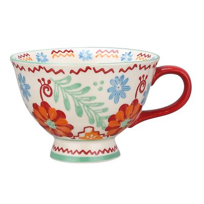 China 2021 New Arrival Viable Hand Painted Bohemian Ceramic Coffee Mug Tea Cup For Wholesale for sale