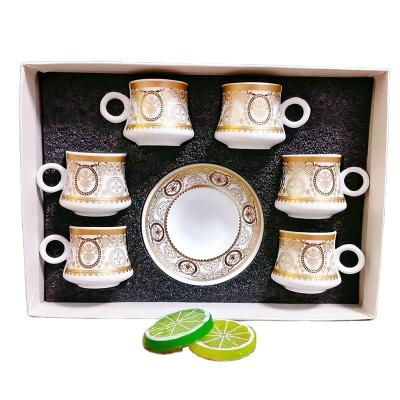 China Customized Viable Porcelain Coffee Set 12pcs Turkish Arabic Tea Cup And Saucer With Gift Box for sale