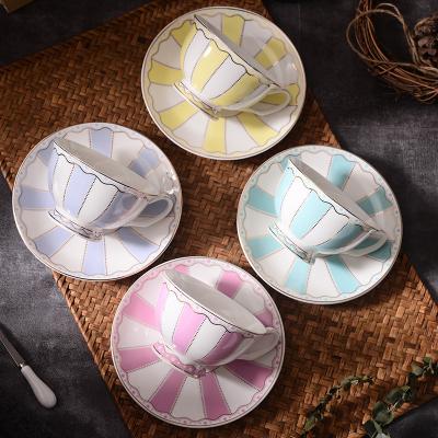 China Sustainable European Ceramic Tea Sets Tea Cup And Saucer Porcelain Coffee Cup With Saucer for sale